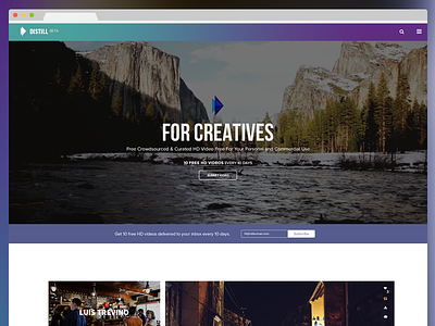 Distill - A HD Video Resource blue categories creatives purple upload video web app