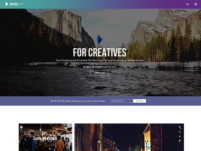 Distill - A HD Video Resource blue categories creatives purple upload video web app