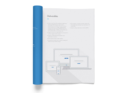 Create the Bridge Project Proposals - Deliverables blue deliverables illustration layout long shadow