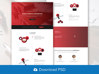 Robotics PSD Website Template circuit photoshop psd red robotics template website