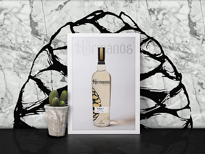 Los Hermanos Tequila Bottle alcohol illustration label packaging tequila