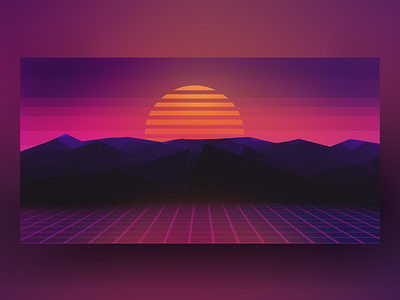 Retro sunset 80s 80s style after effects illustration motion design sunset