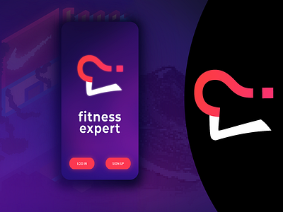 fitness expert app android app app design brand design design expert fitness app fitness logo ios log in screen logo logo design pixel art sign up ui ux