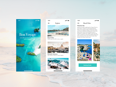 Bon Voyage beach dailyui dailyuichallenge design iphone x italy mobile design travel ui ui design