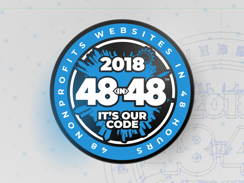 2018 48in48 Pins (Fourth Edition – International) volunteers charities nonprofits cities skyline illustration buildings badge enamel pin