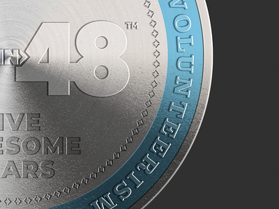 2019 48in48 Coin Five Years (Close Up) 48in48 aluminum brand charity coin design doubloon illustration logo nonprofit silver token typography vector