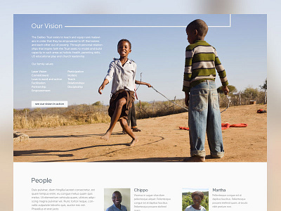 Dalitso Vision charity clean fullscreen hero home photography simple ui web