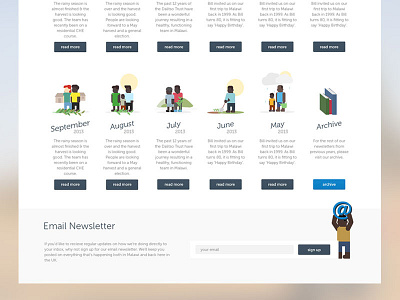 Dalitso News Page animation charity clean clear fullscreen gif icons news signup simple ui web