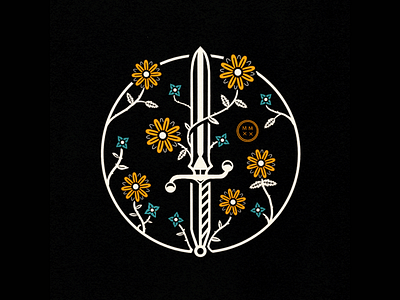 Flower Dagger Badge dagger digital illustration floral flower illustration knife plant procreate