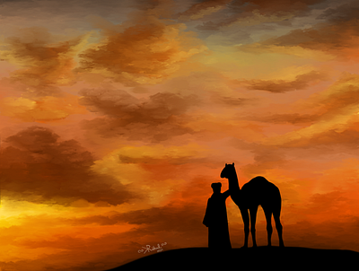 A Sunset in desert art creative design digital illustration digitalart drawing dribbble graphic illustration instagram photoshop