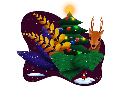 Mini snow - 3 artwork christmas christmas party christmas tree design digital digitalart dribbble flat graphic illustration instagram photoshop reindeer santa shot vector