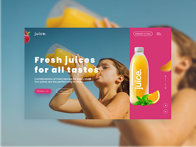 Selling site for fresh juices, for lovers of healthy and tasty d branding design flat minimal ui ux web website