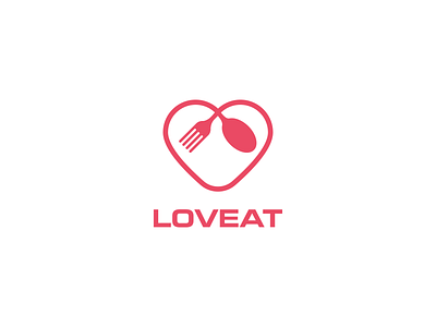 Loveat branding cooking design eat fork graphic design heart icon illustration logo logotype love minimal recipe simple the spoon