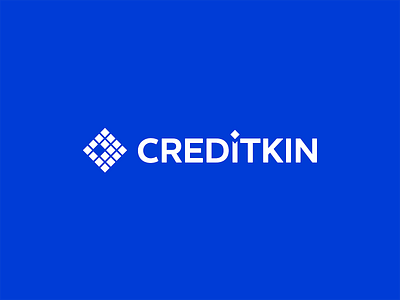 Creditkin bank blue coin credits logo logolab logotype money square