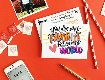 You're My Favorite Person In The World Greeting Card greeting card handlettering lettering