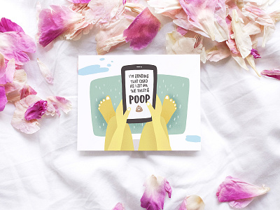 I'm Sending This Card As I Sit On The Toilet & Poop greeting card handlettering illustration lettering