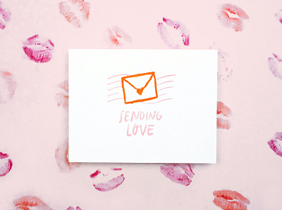 Sending Love greeting card handlettering illustration lettering