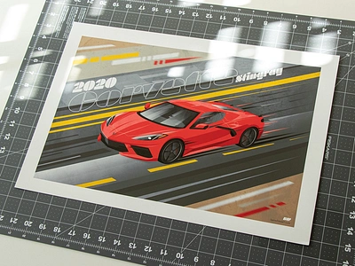 2020 Corvette Stingray Print 2020 adobe automative benwhitesell c8 car chevrolet corvette design illustration illustrator photoshop poster stingray