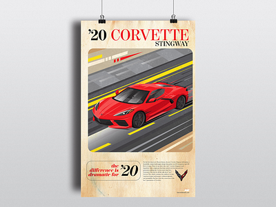 Retro 60s Corvette Advertising advertising artwork automotive c8 chevrolet chevy corvette design illustration poster retro