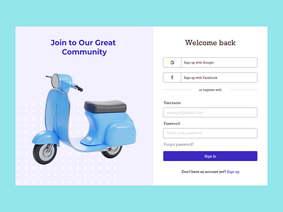 Travelling Community : Login & Sign Up interface login login design login form login page login screen scooter sign up sign up form sign up page sign up screen sign up ui travel travel app travelling ui design uiux web design website wireframe