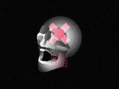 hlftn oxo cross halftone illustration skull super duper wowzrs