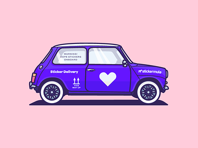 Sticker Delivery 💜 car gift harvatt illustration jack mini mule new purple sticker vector