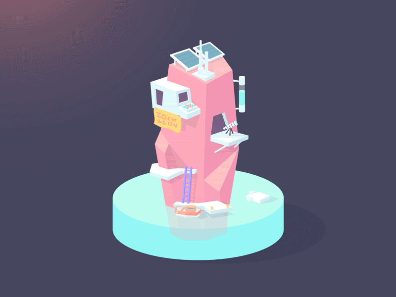 something small. animation architecture gif illustration island little loop miniature outer space space world