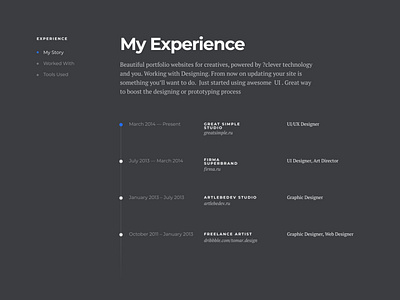 Experience page