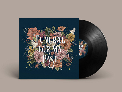 Funeral for my Past album art album cover botanical detail detailed digital illustration floral flower foliage hand drawn illustration ink inking leaf music music packaging text vinyl cover