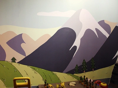 Storyplace Mural hand drawn hill illustration mountain mountains mural muralart museum new zealand painting