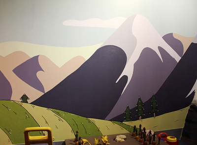 Storyplace Mural hand drawn hill illustration mountain mountains mural muralart museum new zealand painting