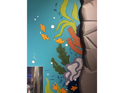 Storyplace Mural - Coral Reef acrylic paint bubbles childrens illustration coral coral reef fish hand drawn illustration interior art molotow mural muralart museum ocean painting sea