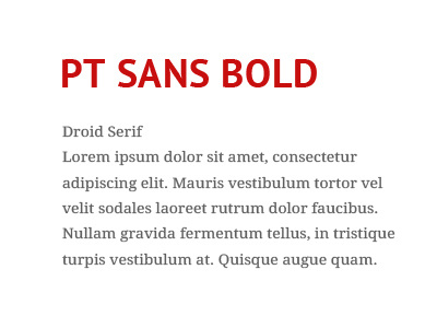 Typefaces combination: PT Sans Bold + Droid Serif