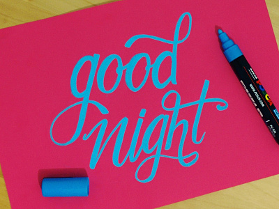 Good Night blue brush calligraphy canson good ink lettering night pen pink posca