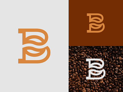 Letter B Logo With Coffee Bean