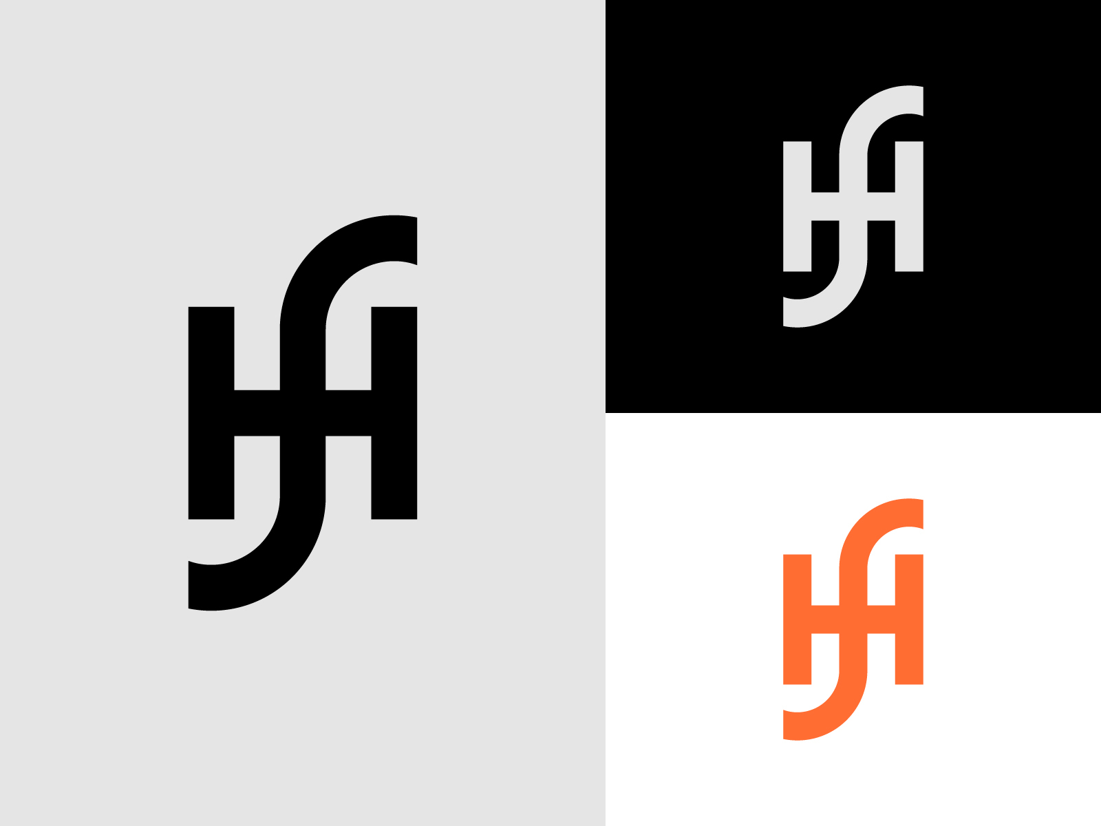 Initial fh logo design with cool style Royalty Free Vector