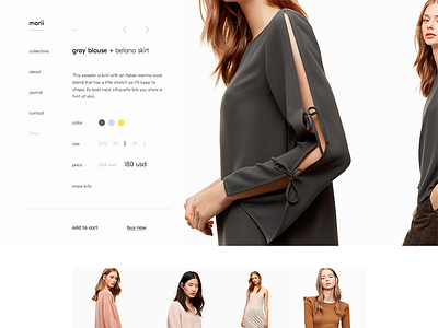 Morii Single Page clothes design ecommerce fashion minimal morii singlepage ui web women yellow