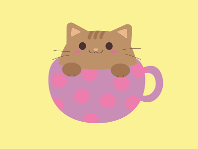 Kit Tea Cat cat coffee coffee cup cup cute design drawing illustration kitty tea
