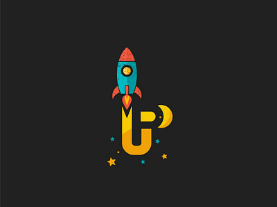 UP logo design logo moon playful rocket stars up youthful