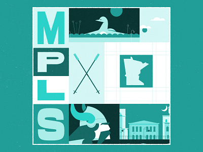 Minneapolis Grid Design birds illustration minneapolis minnesota motion graphics skiing vikings