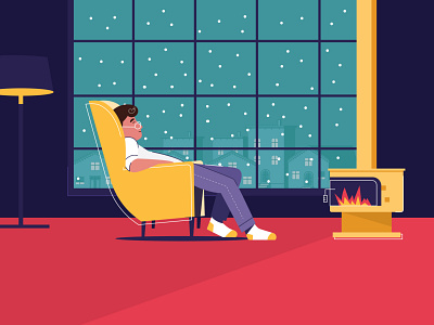 Home Comfort design fire flat illustration relaxing vector winter
