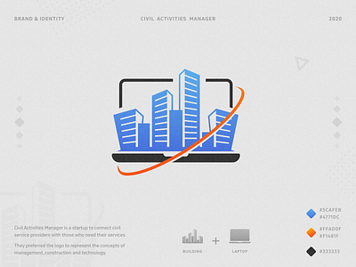 Logo - Civil Activities Manager activities activity blue brand brand design brand identity branding building building logo civil clean creative laptop logo management manager minimal minimalism minimalist logo multicolor