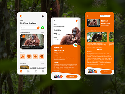 Animal Conservation App Design animal conservation donate mobile ui uidesign