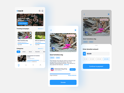 Donation App crowdfunding design donation figma funding mobile mobile ui ui