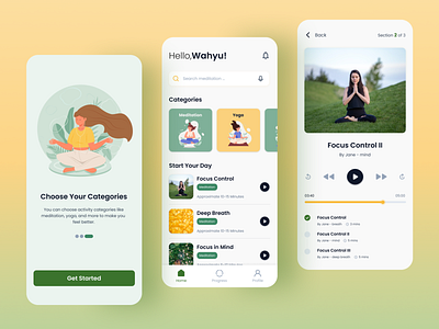 Meditation App Concept design designs figma meditation mobile mobile ui mobileuiux ui