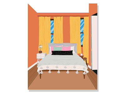 illustration : another bedroom background cartoon character colorful design female flat group illustration isolated male man people person set style summer vector woman young
