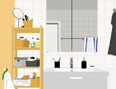 " new bathroom look, to have a good make up look " art character design flat graphic design illustration illustrator ui ux vector