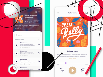 Podcast App app application branding creative design graphic design hig illustration mobile mobile design red ux