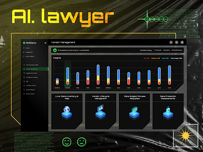 ReAlliance - Ai. Lawyer ai app application concept cyber dark design grotesque illustration interface lawyer plastic sci fi ui web