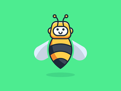 robot bee animal animal illustration animal logo bee bee logo cartoon character cute honeybee icon illustration mascot robot robotic vector